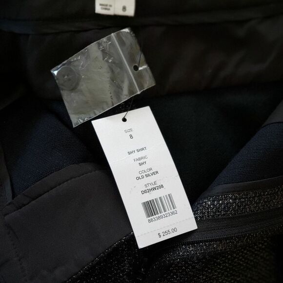 Helmut Lang Shimmer Pleated Shy Dress Shorts Black Silver Size 8 Pockets - Picture 5 of 7